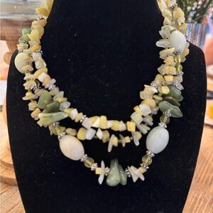 Necklace  Green and Yellow Beaded